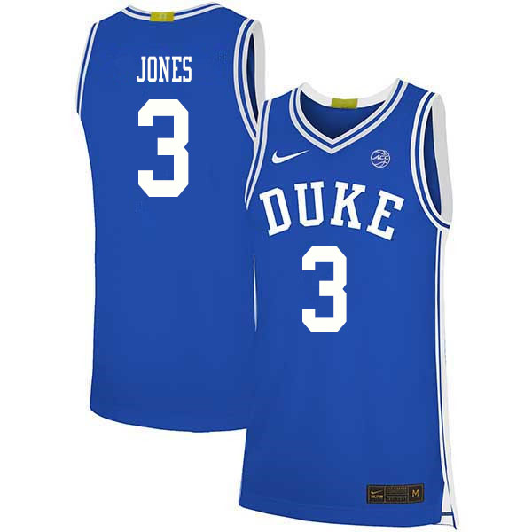 Duke Blue Devils #3 Tre Jones College Basketball Jerseys Sale-Blue